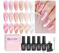 Beetles Vernis à ongles gel Cat Eye, 6 couleurs rose pailleté, beige transparent argent pastel velouté vernis gel magnétique vernis à ongles naturel manucure artificielle salon de beauté DIY