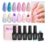 Beetles vernis à ongles scintillant, 6 couleurs étincelles rose violet bleu set de vernis à ongles