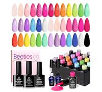 Beetles Vernis Semi Permanent, 20 Couleurs Lot de Vernis à Ongles Gels Fantaisie Pop Vert Jaune Violet Bleu, Sèche sous Lampe UV/LED Cadeaux pour Femmes