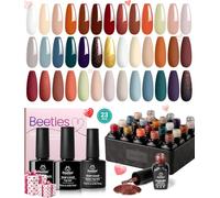 Beetles Vernis Semi Permanent, 20 Couleurs Lot de Vernis à Ongles Gels Raison et romantisme Or Flash Gris Bleu Rouge, Sèche sous Lampe UV/LED Cadeaux pour Femmes