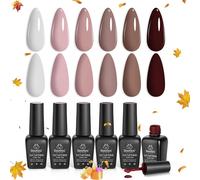 Beetles Vernis Semi Permanent,6 Couleurs Lot De Vernis À Ongles Gels Café Marron Chocolat Blanc Latte,Sèche Sous Lampe Uv/Led Cadeaux Pour Femmes