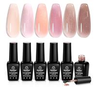 Beetles Vernis Semi Permanent Jelly Miroiter, Lot de Vernis à Ongles Gels Rose Beige 6 Couleurs Transparent Gelée Dame aux Rêves, Sèche sous Lampe UV/LED, Manucure Kit Pour