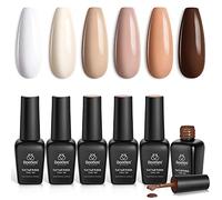 Beetles Vernis Semi Permanent, Lot de Vernis à Ongles Gels 6 Couleurs, Sèche sous Lampe UV/LED, Kit de DIY Manucure Sandstorm, Blanc Nude Beauté Cadeau Fete Des Meres