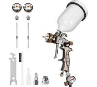 BEETRO Pistolet à air HVLP, 600ml Capacité 14.5CFM 30-43psi Buses 1.4mm/1.8mm avec Adaptateur Type 2 Valve de Contrôle d'Air et Filtre Pulvérisateur Professionnel à Alimentation par Gravité Automobile