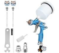 BEETRO Pistolet à Peinture HVLP pour Automobile à Alimentation par Gravité(1.3/1.4mm), Valve de Contrôle de l'Air, Capacité 600ml, 14CFM, 29-32psi, Adaptateur 1/4 et Filtre(Bleu)