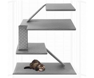 Beeveer Lot de 7 coussinets lavables pour cage à furet - Kit d'accessoires de literie pour petits animaux, hamster, rat, chinchillas, hérisson, Guinée (gris)