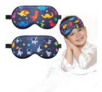 BeeVines Lot de 2 masques de sommeil 100% soie véritable pour enfants | masques de nuit en soie pure naturelle pour garçons, couvre-yeux amusants, 100% occultant, cadeau de voyage