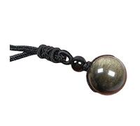 BEEYNG Pierre de Cristal 1pc Naturel doré Obsidienne Perle Pendentif Collier Quartz Cristal énergie Cadeaux de Noël Cadeaux