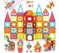 Beeyouk Construction Magnetique Enfant,120 Pièces Jeux Magnetique Enfant, Montessori Construction 3D Tuyaux Cadeau pour Fille 3 4 5 Ans, Bloc de Construction Aimant Garcon 6 7 8 9 Ans
