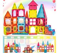 Beeyouk Construction Magnetique Enfant 56 Pièces Jeu de Construction Éducatifs Cadeau pour Garçons Filles Jouets Magnetic Tiles Montessori pour Enfants âgés de 3 4 5 6 7 8 9 Ans
