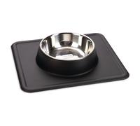Beeztees Bol Pour Chien Silikon Inox Dex Noir 350ml Antidérapant, Anti-Rutsch