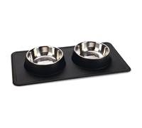 Beeztees Ensemble De Dîner Silikon Inox DEX Noir Pour Chiens 2x350ml, 44,5x23cm