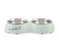Beeztees Gamelle Double Pour Chats Oh My Cat Menthe 27Cm 2X160Ml Antidérapant