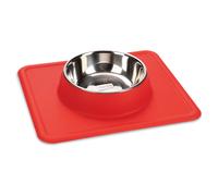 Beeztees Gamelle pour Chien Silicone Inox Dex Rouge 350ml Anti-dérapant