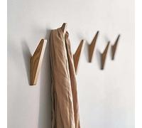 BEFAERY Lot de 4 patères accrocher en bois de hêtre naturel, support mural pour suspendre le chapeau serviette Robe décoration rustique moderne