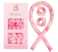 Befana Ensemble de bigoudis sans chaleur en satin | Boucles sans chaleur pendant la nuit | Bigoudis pour dormir | Bigoudis sans chaleur et bandeau à friser pour des boucles douces pendant le sommeil -