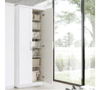 Befara Armoire Marga Avec Étagères, 61 x 34 x 180 cm, Deux Portes et 6 Étagères Polyvalente, Blanche, À Chaussures Haute Bon Marché