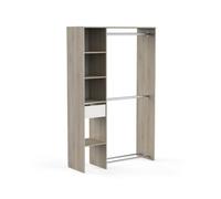 Befara Dressing Ouvert avec Espace pour Chaussures Alvin, Chêne Blanc, 118 x 39,5 x 183 cm, Dressing Ouvert Compact avec Espace Chaussures et tiroir