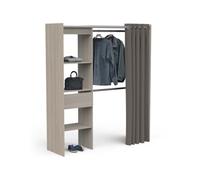 Befara Dressing Ouvert avec TIROIR TENESI, Chêne Kronberg, 167,3 x 50 x 191,5 cm, Dressing Ouvert avec tiroir et Rideau en Finition chêne