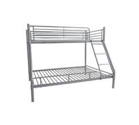 Befara LIT SUPERPOSE Double Castle - Argent Lit superposé Double métal avec lit de 140 x 190 et Un lit de 90 x 190. 3 Places. avec échelle et Protection Contre Les Chutes.