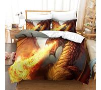 BEFASYY Housse de Couette Dragon Le légendaire Dragon Parure de lit Animaux Mignons Housse de Couette avec 2 taies d'oreiller Couvre-lit décoratif en Microfibre 3 pièces