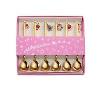 Befeixue Cuillères à café de Noël, cuillère à dessert de Noël, Petite cuillère à mélanger Cuillères à café Cuillères à thé 6 pièces, Cuillères à couverts de qualité alimentaire, ensemble de cuillères