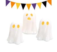 Befeixue Figurines Fantômes d'halloween - Figurine Fantôme Halloween à LED Lumineuse - 3 Pièces Ornements de Collection en Céramique pour Table Cheminée Appui de Fenêtre Bureau Manteau de Haunted