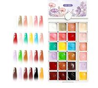 Befeixue Gel à ongles | 24 couleurs de durcissement UV LED et longue durée | Palette de gel à ongles sans essuyage - Pour salon, maison, atelier, amateurs de bricolage, techniciens d'ongles, débutants