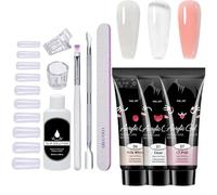 Befeixue Kit d'ongle en gel en poly, kit d'extension en gel et en ongles,Kit de vernis en gel de couleurs P3 pour la manucure - Fournitures d'ongles à domicile, ensemble complet en poly, accessoires