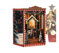 Befeixue Maison Miniature de Noël Kit, Décor de Noël pour Bibliothèque Maison Miniature 3D, Kit de Construction Modèle Décor Étagère pour Boutique Dortoir Bureau Chambre, Ados Débutants Adultes