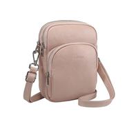 befen Petit sac à bandoulière en cuir véritable pour femme avec emplacements pour cartes de blocage RFID, rose clair