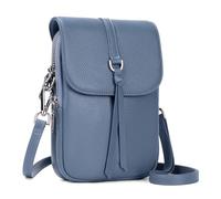 befen Petit sac à bandoulière en cuir véritable pour femmes, sac à bandoulière multi-poches pour téléphone portable avec emplacements pour cartes de blocage RFID, bleu ciel, 5" x 8" x 2"