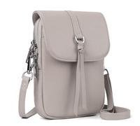 befen Petit sac à bandoulière en cuir véritable pour femmes, sac à bandoulière multi-poches pour téléphone portable avec emplacements pour cartes de blocage RFID, Beige et gris.
