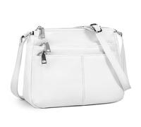 befen Sac à bandoulière en cuir véritable pour femme, petit sac à bandoulière avec plusieurs poches, blanc