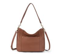 befen Sac à bandoulière Hobo en cuir véritable pour femme - Style rétro - Avec 2 bretelles, Marron cognac.