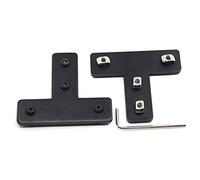 Befenybay Lot de 2 plaques d'angle noires en forme de T avec 8 vis M4 et 8 écrous en T M4, 4 trous de fixation extérieur pour cadre d'imprimante 3D profil aluminium série 2020.