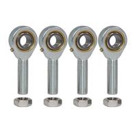 Befenybay Lot de 4 roulements POSB8 Rod End Bearings 1/2" Alésage pré-lubrifié Roulement 1/2-20 Filetage extérieur droit avec écrous de contre-écrous