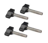 Befenybay Lot de 4 vis moletées 1/4"-20 x 1-1/4" en acier inoxydable - Filetage standard / gros filetage noir - Bouton en aluminium