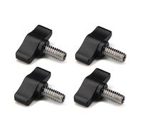 Befenybay Lot de 4 vis moletées 1/4"-20 x 1/2" en acier inoxydable avec filetage standard/gros filetage noir bouton en aluminium