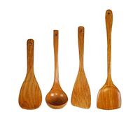 Befirstore Lot de 4 ustensiles de cuisine en bois, poêles antiadhésives, cuillères à spatules en bois, cuisine