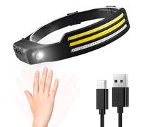 BeFit24 Lampe frontale LED rechargeable ultra légère 98 g COB grand angle 230 ° XPE Spot USB C Charge rapide Détecteur de mouvement Capteur de gestes étanche antichoc Lampe frontale pour le jogging