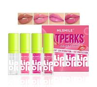 BEFIVECOK Lot de 4 huiles pour lèvres grasses colorées, grande tête de brosse, huile hydratante pour les lèvres, gloss volumateur, transparent brillant