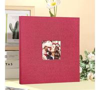 Befoore Grand album photo autocollant, album de scrapbooking, couverture magnétique en lin, 40 pages, for cadeaux de mariage en famille(Red)