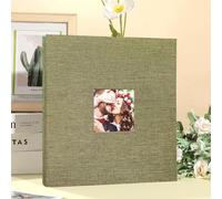Befoore Grand album photo autocollant, album de scrapbooking, couverture magnétique en lin, 40 pages, for cadeaux de mariage en famille(Green)