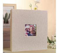 Befoore Grand album photo autocollant, album de scrapbooking, couverture magnétique en lin, 40 pages, for cadeaux de mariage en famille(Beige)