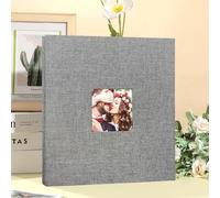 Befoore Grand album photo autocollant, album de scrapbooking, couverture magnétique en lin, 40 pages, for cadeaux de mariage en famille(gris)