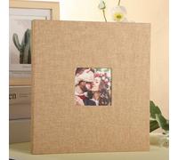 Befoore Grand album photo autocollant, album de scrapbooking, couverture magnétique en lin, 40 pages, for cadeaux de mariage en famille(Ginger Yellow)