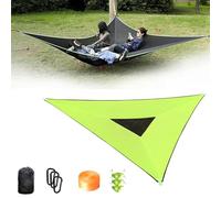 Befoore Hamac Triangulaire - Camping for extérieur, Portable, Voyage en Plein air, Arbre Multi-Personnes avec 3 Sangles d'arrimage à cliquet et Poche Filet(Green,3m)