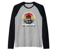 Before Coffee I Hate Everyone Reto Black Cat Drinking Coffe Manche Raglan