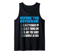 Before You Bother Me Funny Tech Support Checklist Citation Débardeur